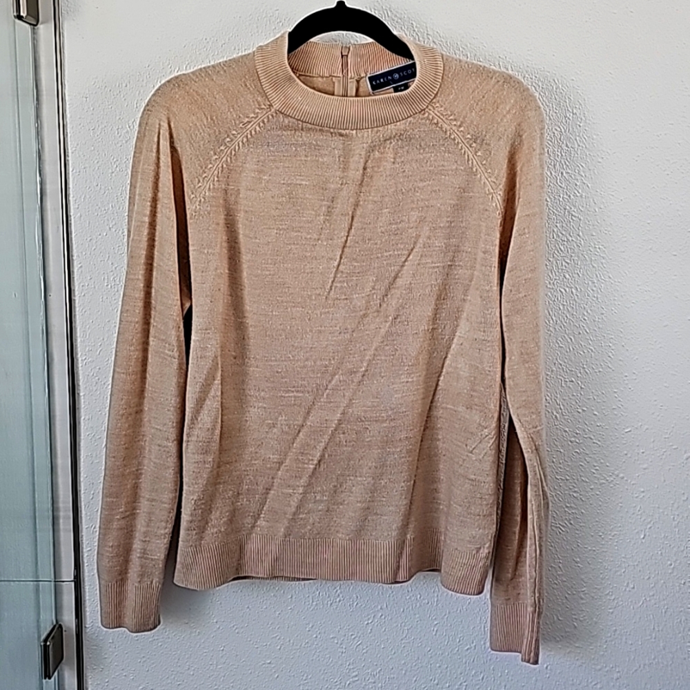 Karen Scott Women's Luxsoft Mock-Neck Sweater Oatmeal Heather Size PMed
